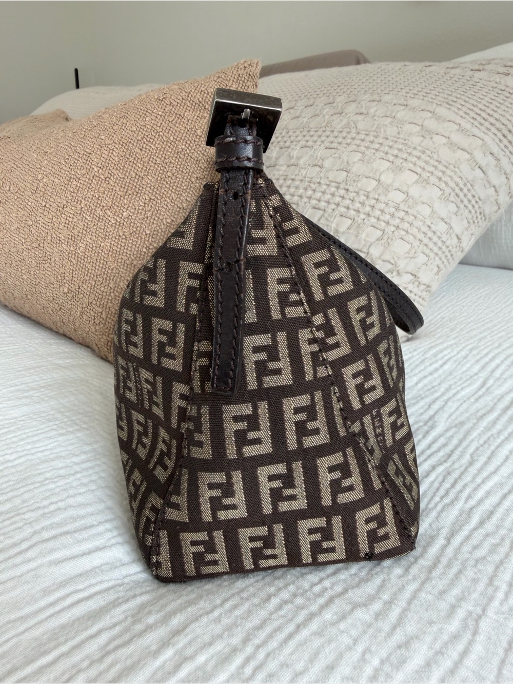 Vintage Fendi Zucca Zucchino Baguette Shoulder Bag, Authentic w/ COA - Picture 5 of 14
